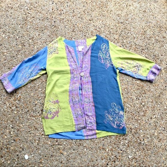 Soft Surroundings Boho Leaf  Rayon Cardigan Size PM - Picture 1 of 5